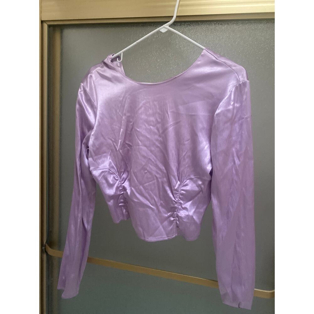 Zara large made Morocco lilac purple ￼ renaissance poet top blouse long￼sleeve